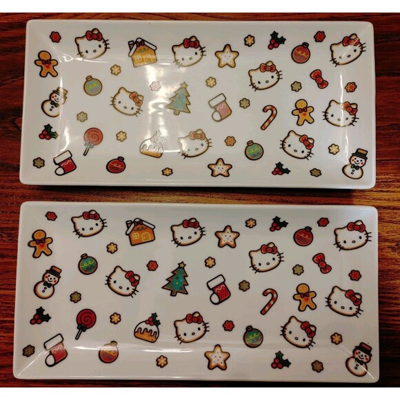 HELLO KITTY Ceramic Christmas Themed Serving Tray Platter for Gingerbread & more - Picture 2 of 4